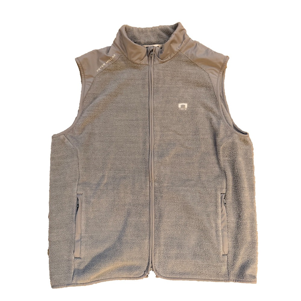 Peter Millar Zephyr Light Woven Full Zip Water Repellent Vest L Gray MS24EZ29